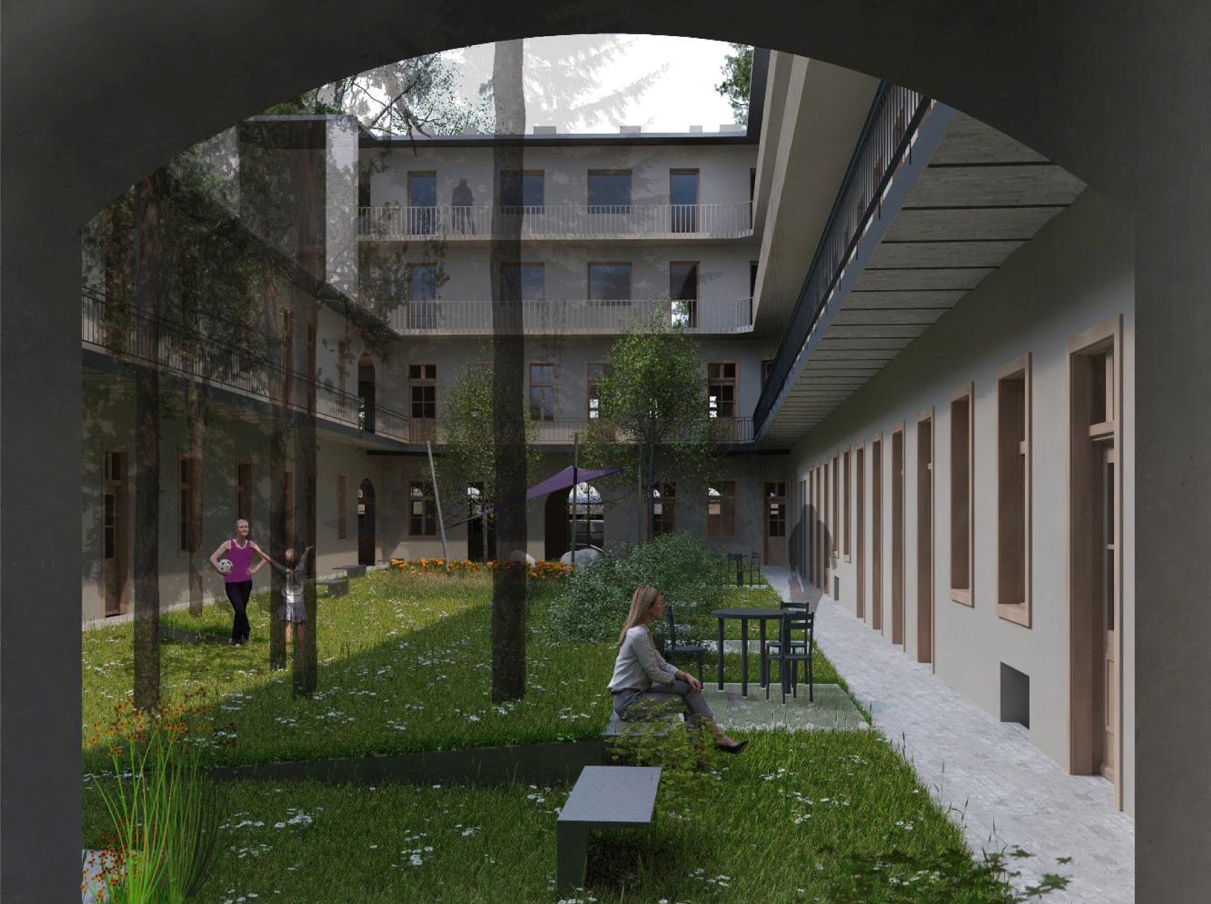 eklektikus bérház bővítése