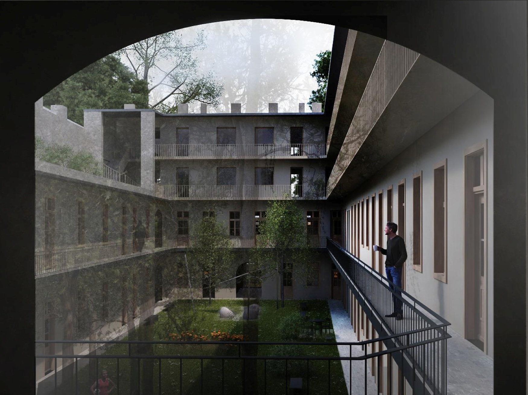 eklektikus bérház bővítése