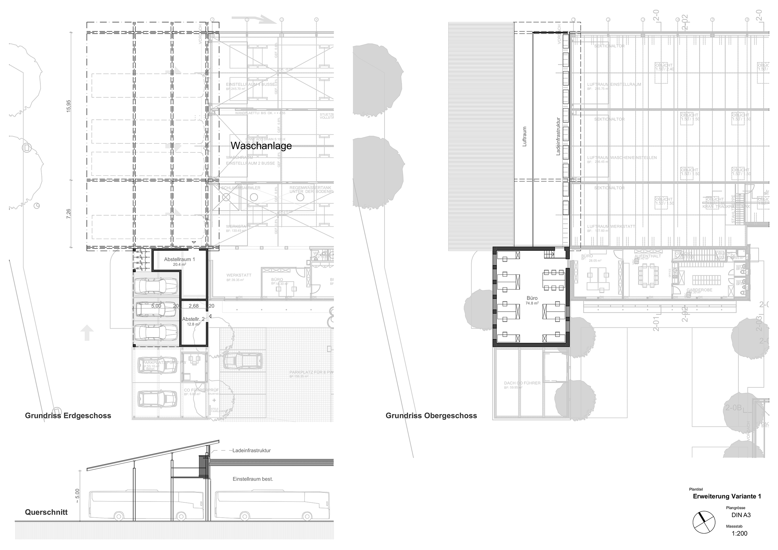 Buszgarázs bővítése, Amriswil, Svájc