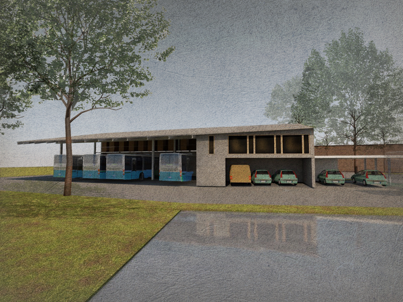 Buszgarázs bővítése, Amriswil, Svájc